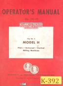 Kearney & Trecker-Milwaukee-Kearney & Trecker Model H, 5hp Mo. 2, Operator\'s Control Manual-H-Model H-No. 2-01